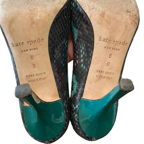 Kate Spade Cris Green Multi Metal Python Heels - Picture 4 of 10